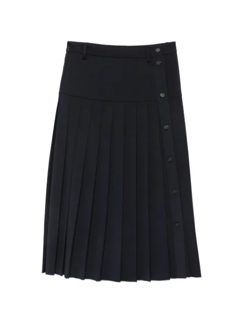 Nº21 pleated button-detail midi skirt