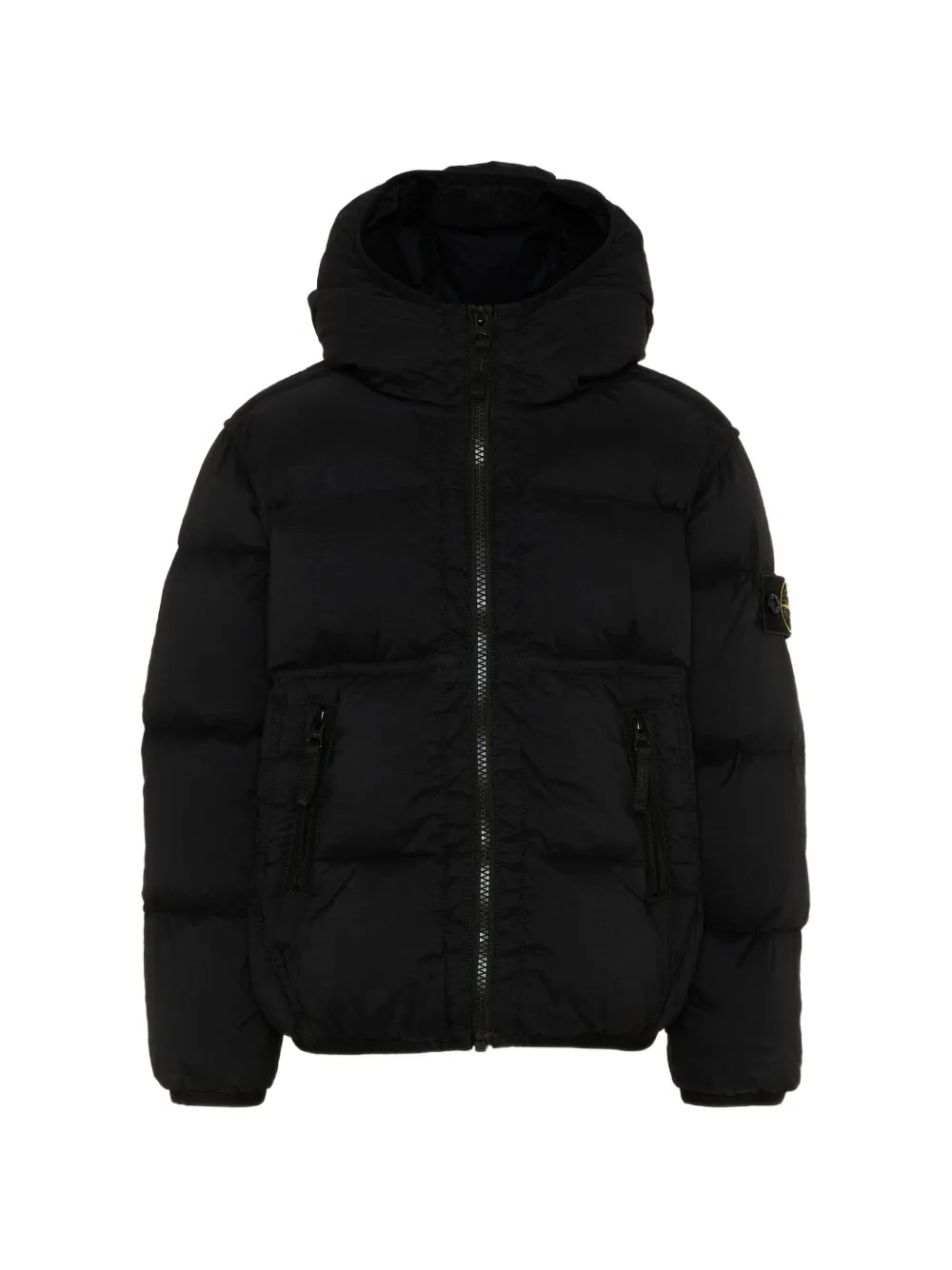Stone Island Junior padded zip-up hooded jacket - Nero