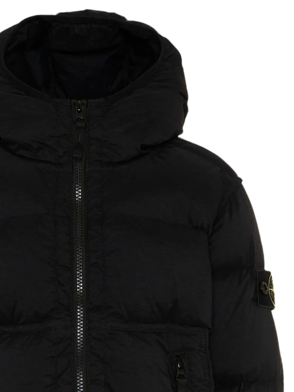Stone Island Junior Gewatteerd jack met logopatch Zwart