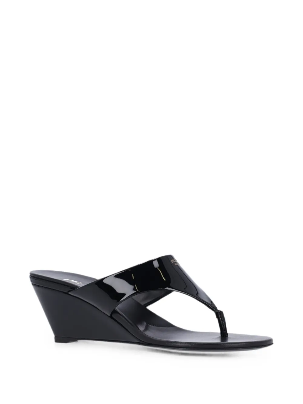 Prada logo-print wedge sandals Zwart