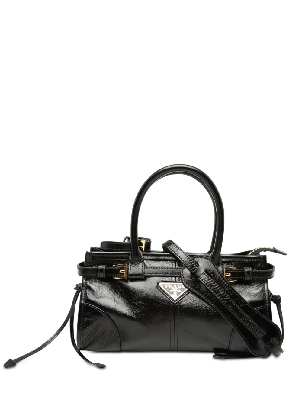 Prada Pre-Owned 2013-2026 Mini Glossy Calfskin Bonnie Handbag satchel - Nero