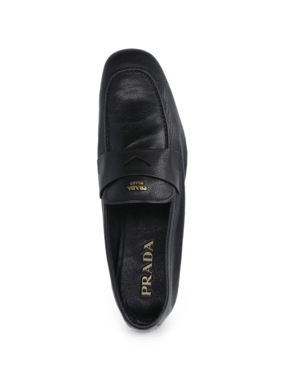 Prada logo-print leather loafers Zwart
