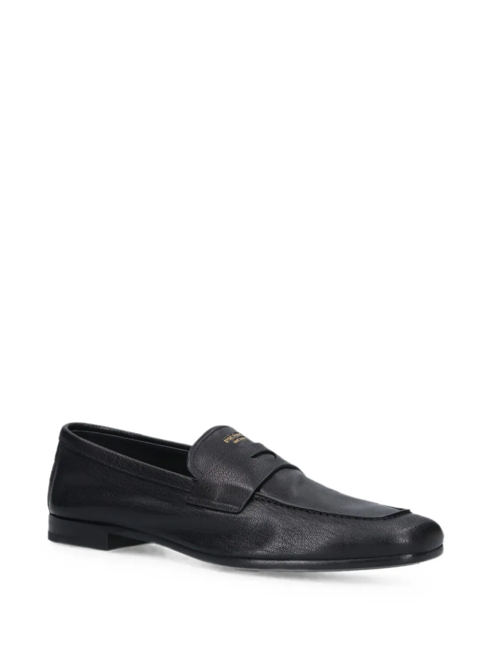 Prada logo-print leather loafers Zwart