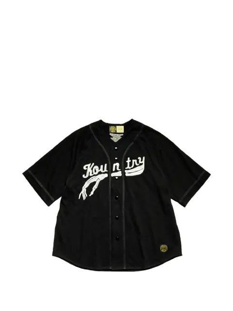 KAPITAL Bones-embroidered oversized baseball jersey shirt