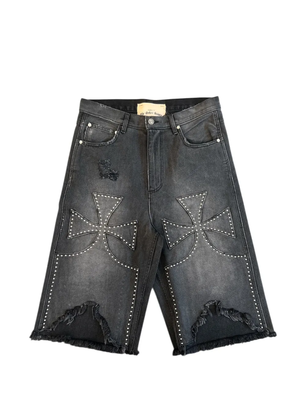 SEKRIT Chopper studded shorts - Grigio