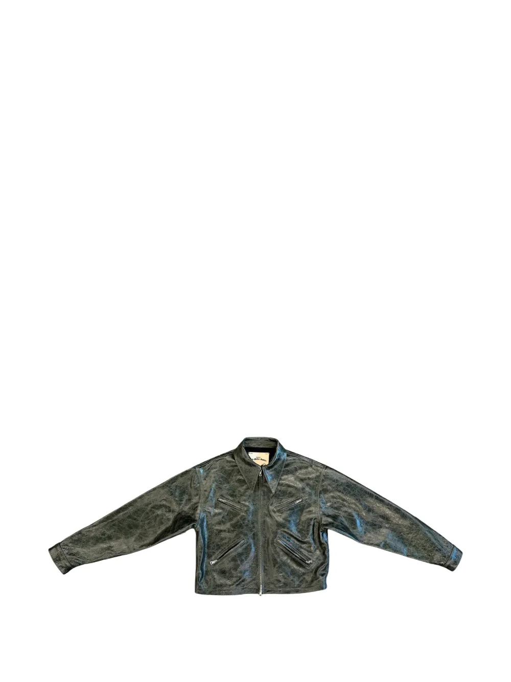 SEKRIT crinkled-leather jacket - Verde