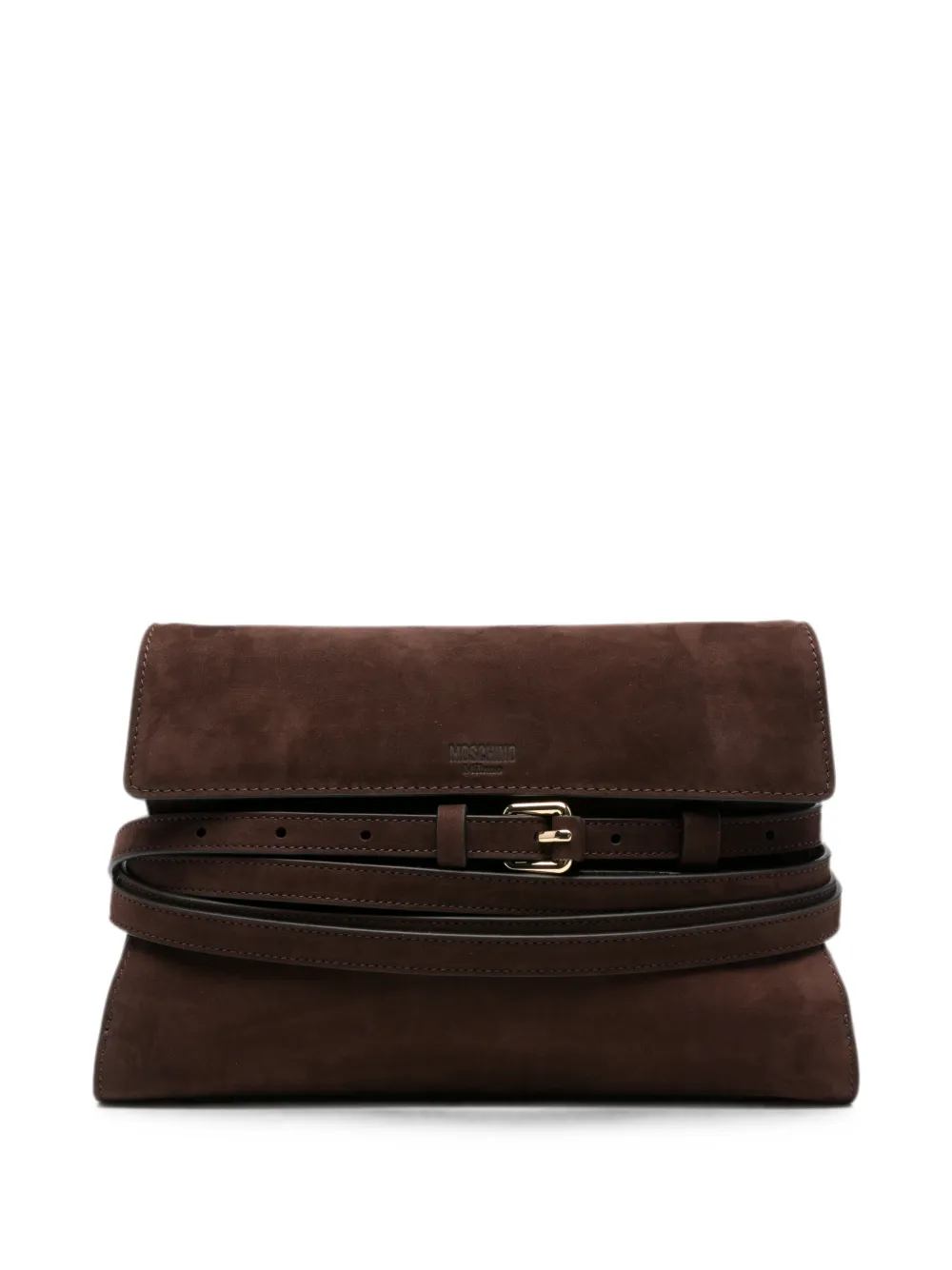 Moschino buckle-detail clutch bag - Marrone