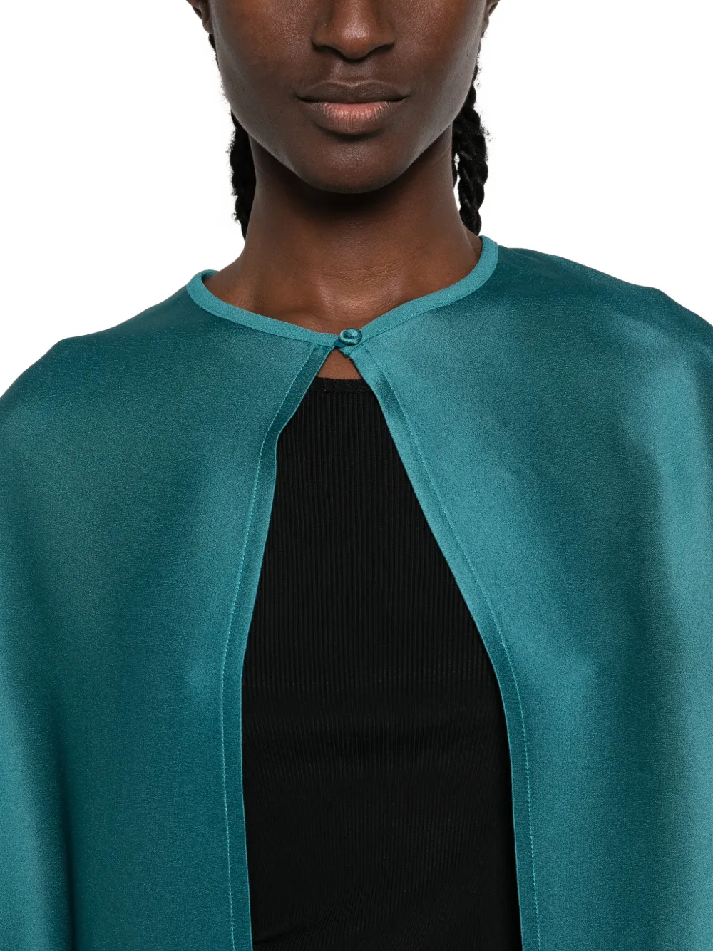 Forte Blouse met satijnen afwerking Blauw