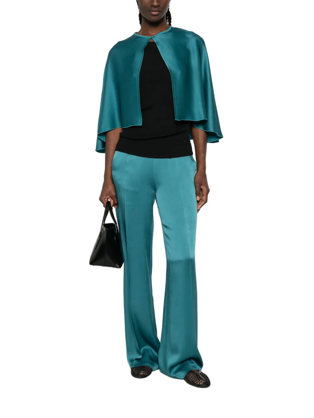Forte Blouse met satijnen afwerking Blauw