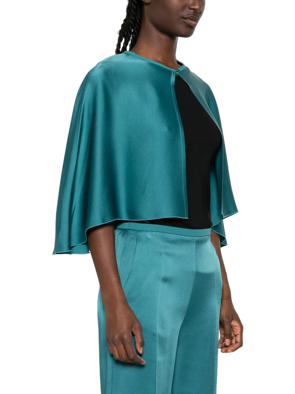 Forte Blouse met satijnen afwerking Blauw