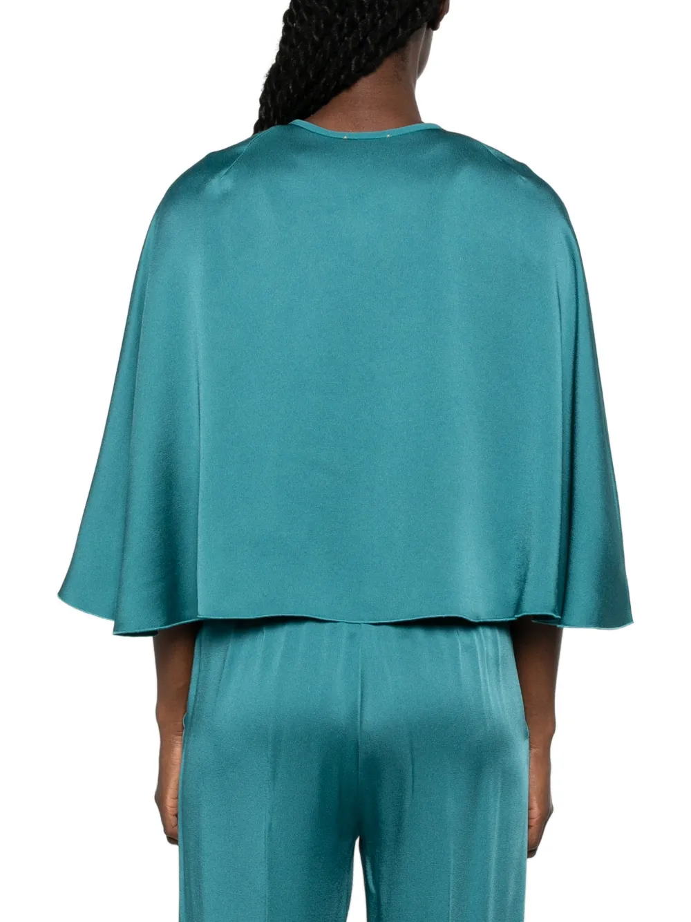 Forte Blouse met satijnen afwerking Blauw