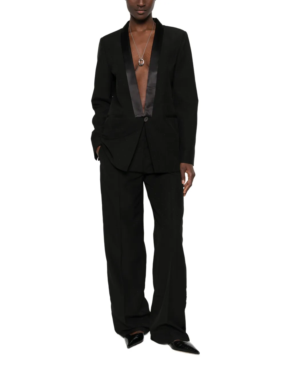 Forte Pantalon met satijnen afwerking Zwart