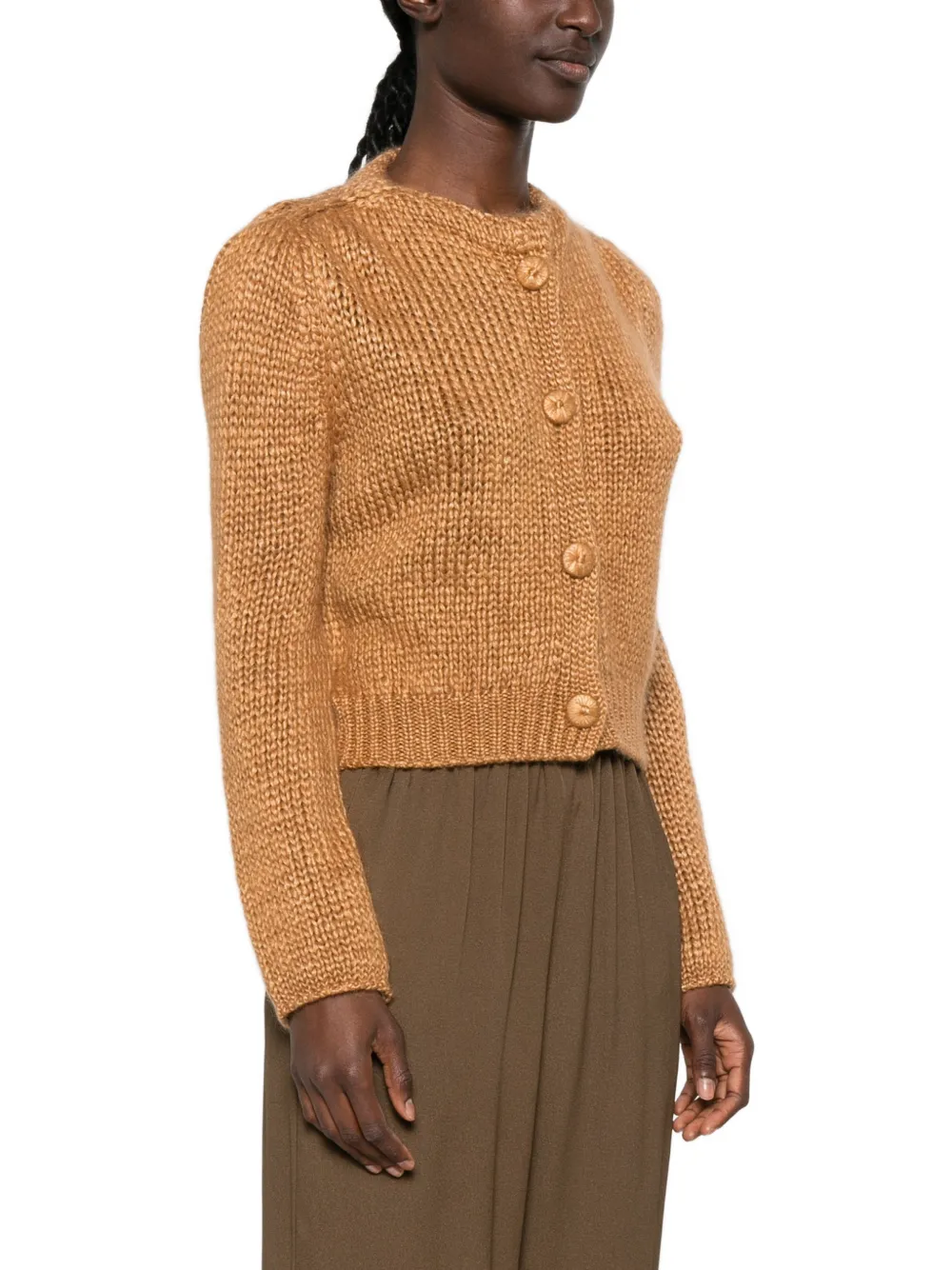 Forte Grofgebreid vest Bruin