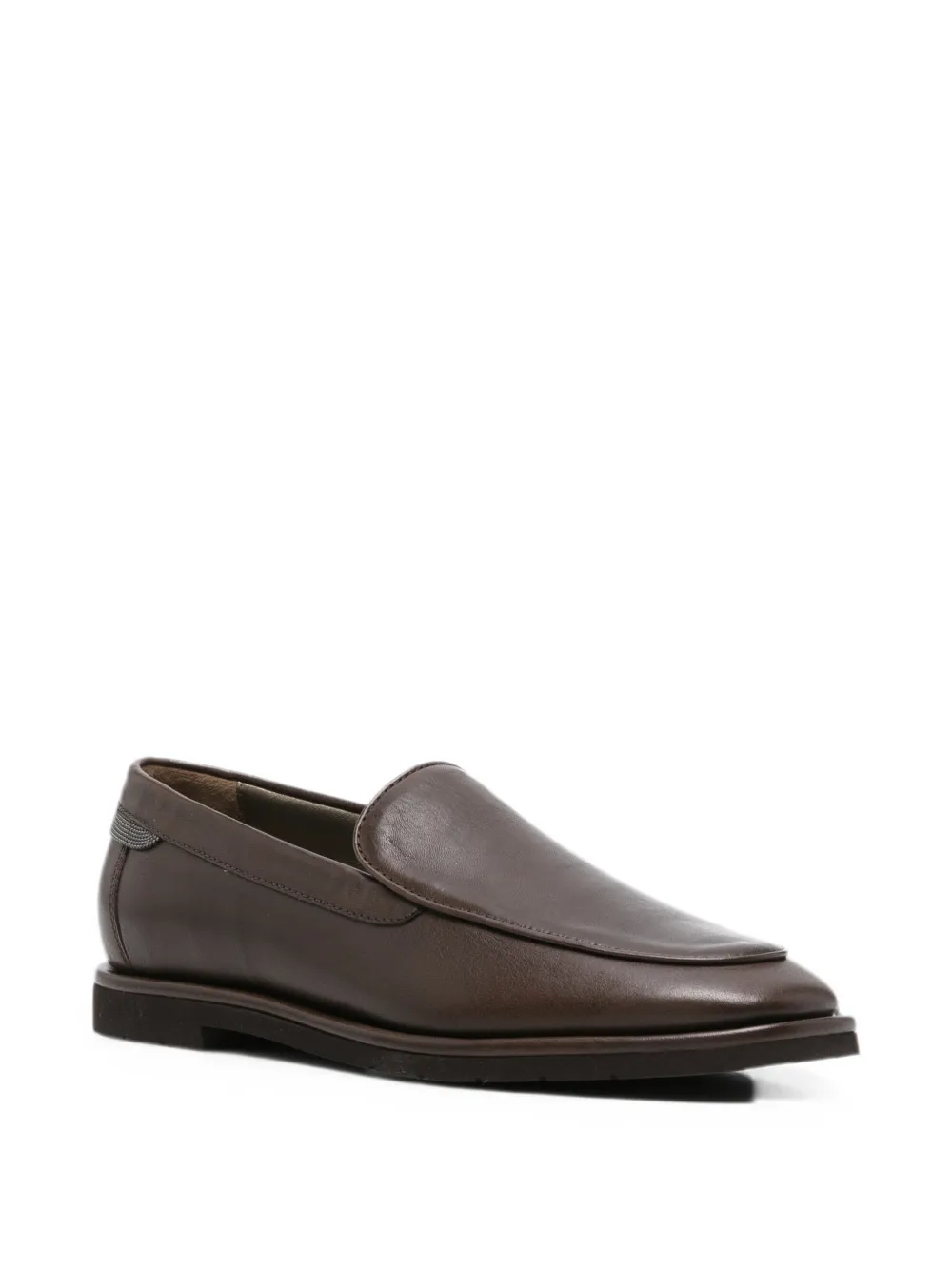 Brunello Cucinelli Leren loafers met kralen afwerking Bruin