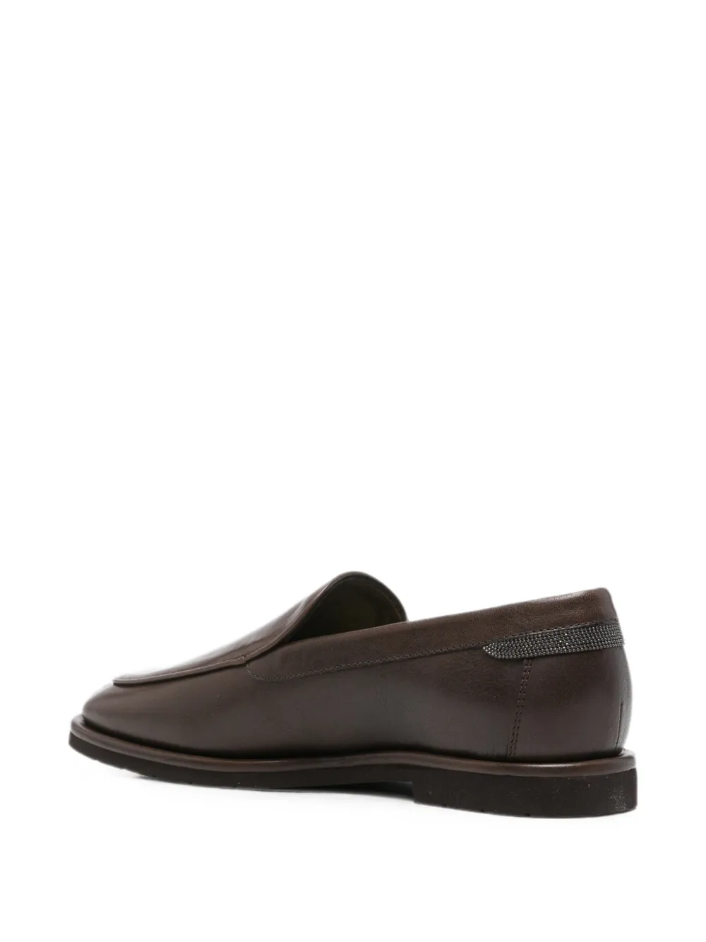 Brunello Cucinelli Leren loafers met kralen afwerking Bruin