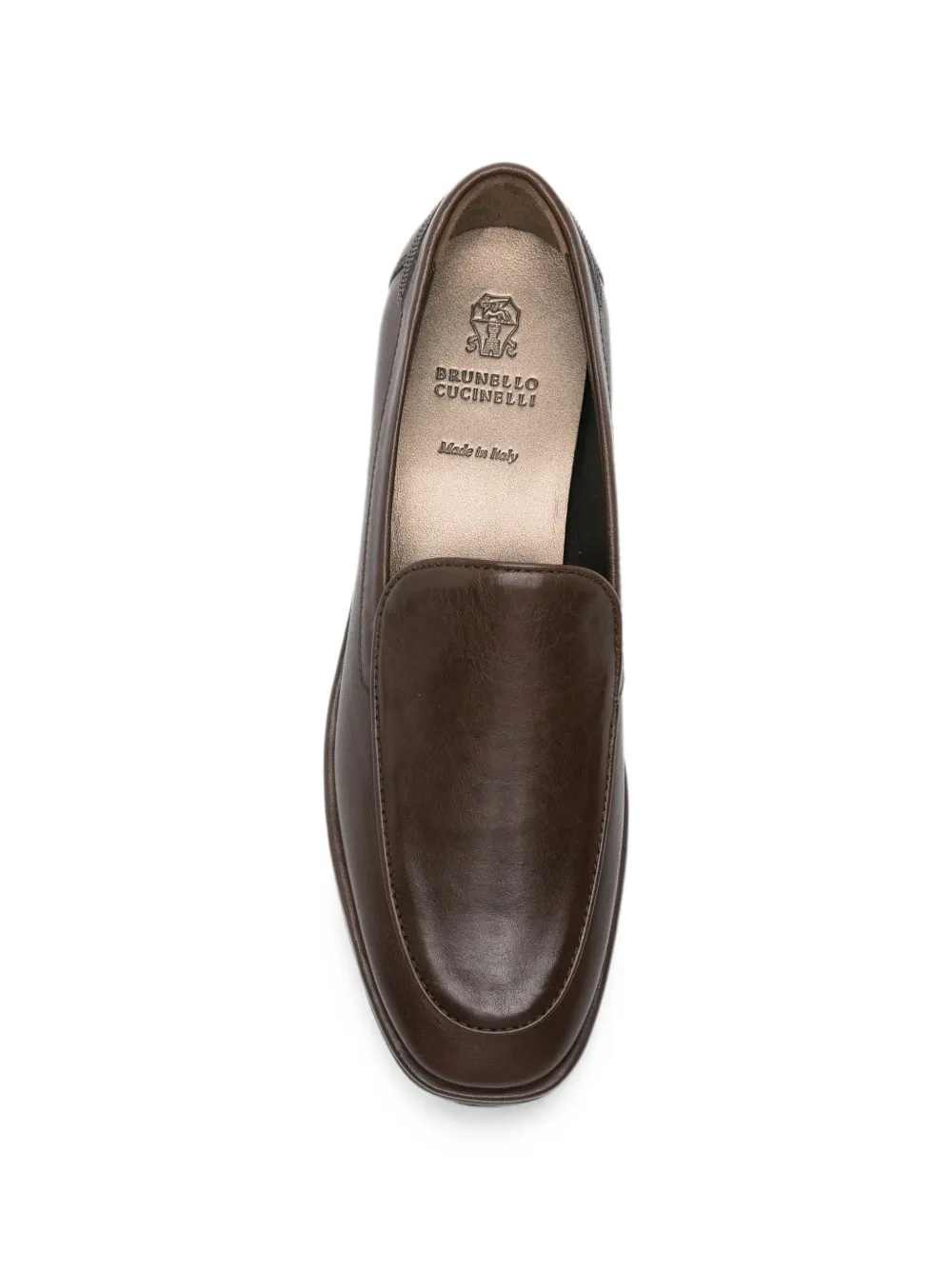 Brunello Cucinelli Leren loafers met kralen afwerking Bruin