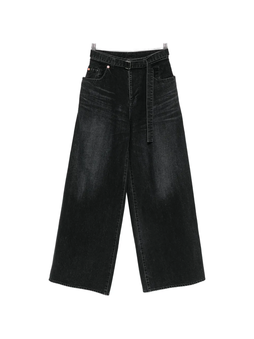 sacai belted wide-leg jeans - Nero