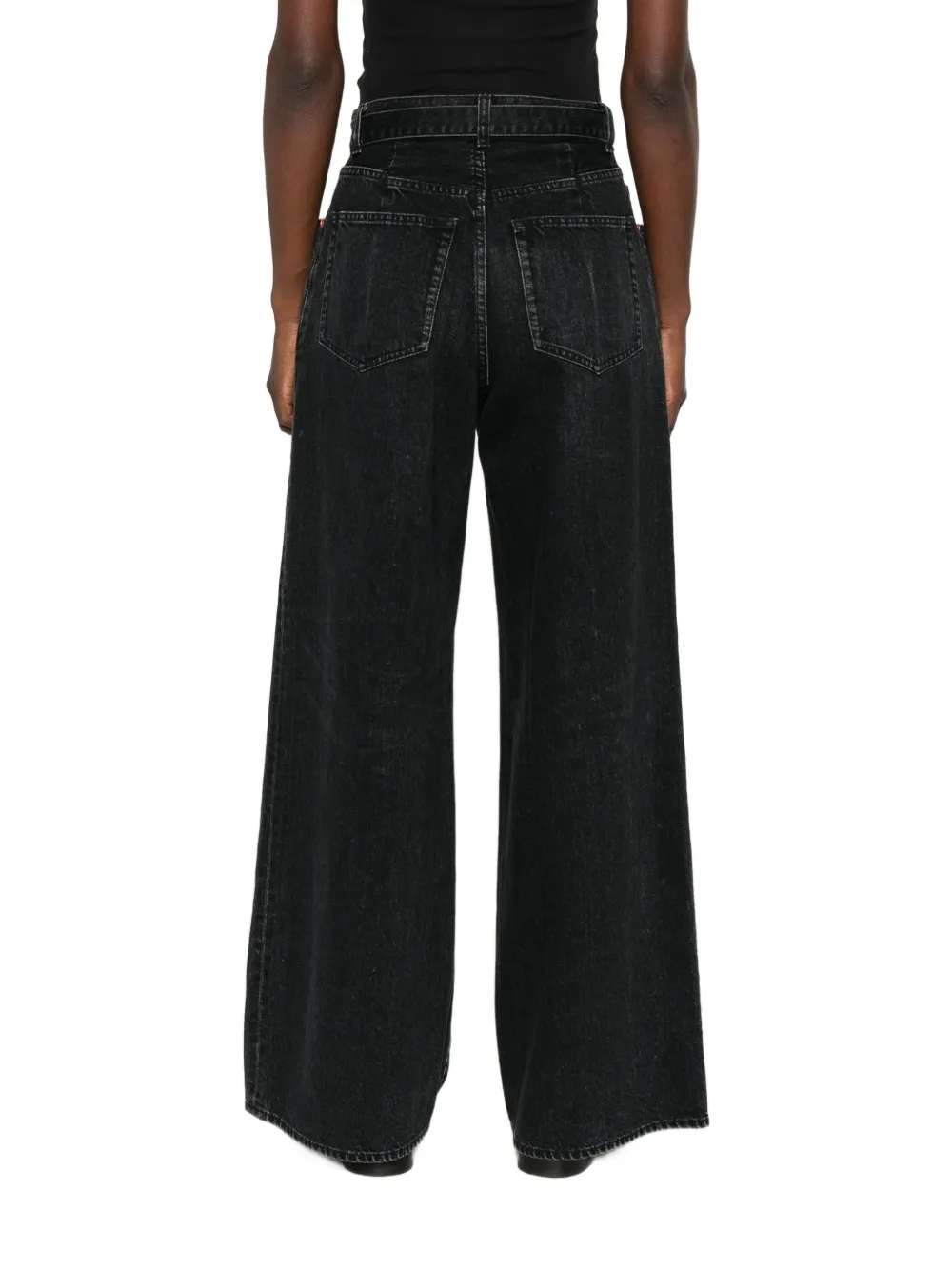 sacai Jeans met wijde pijpen Zwart