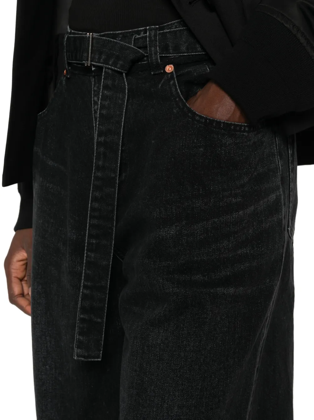 sacai Jeans met wijde pijpen Zwart