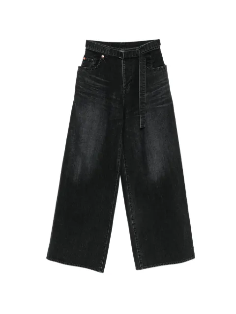 sacai belted wide-leg jeans