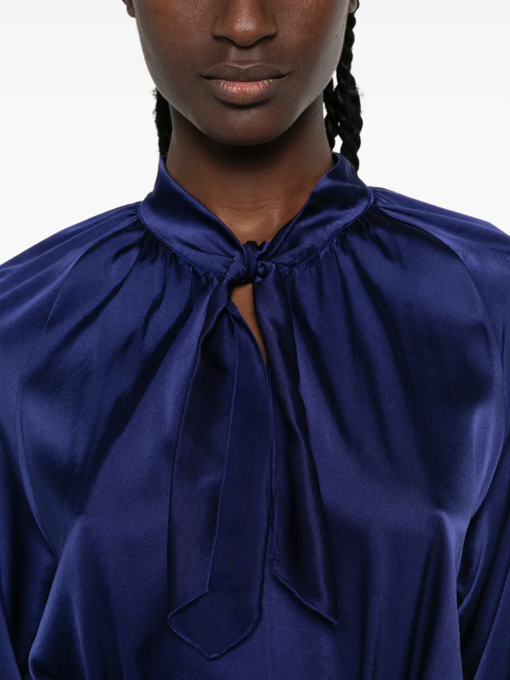 Forte Midi-jurk met ceintuur en strik Blauw
