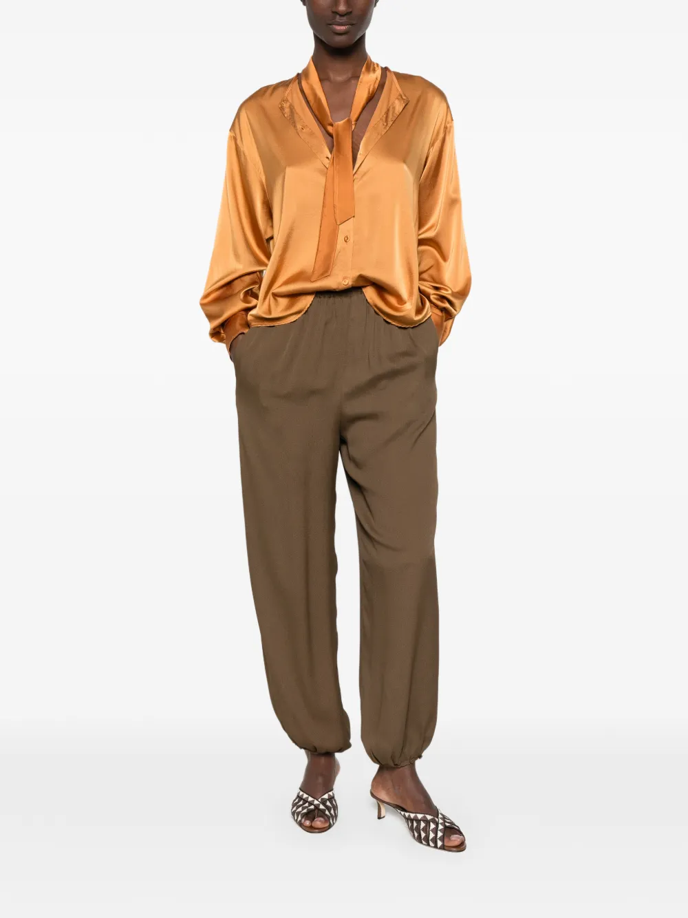 Forte Blouse met strik en knopen Oranje