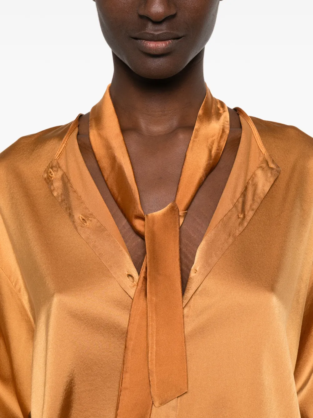 Forte Blouse met strik en knopen Oranje