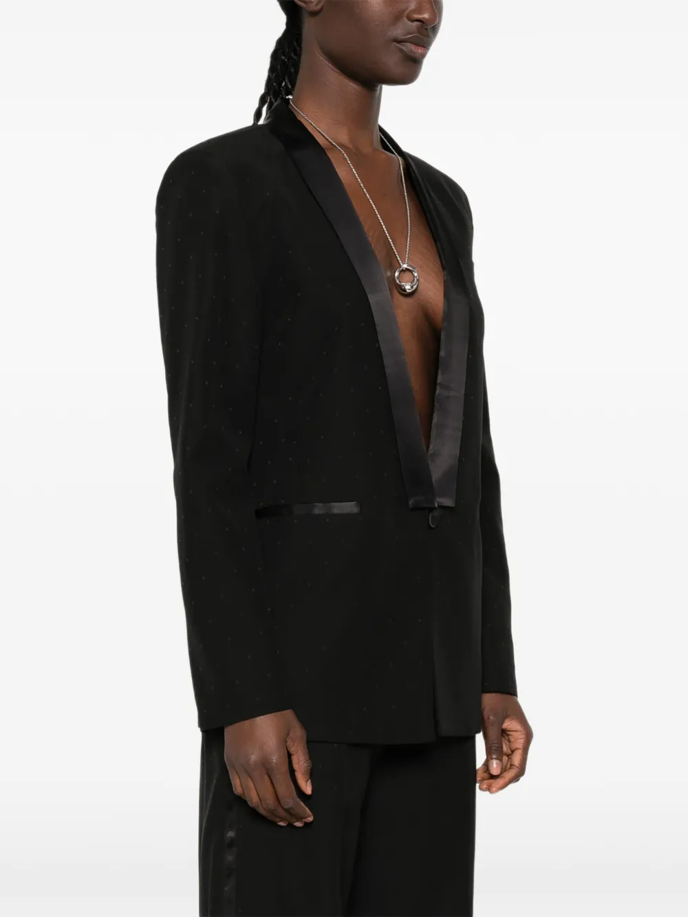 Forte Blazer met sjaalrevers en satijnen afwerking Zwart