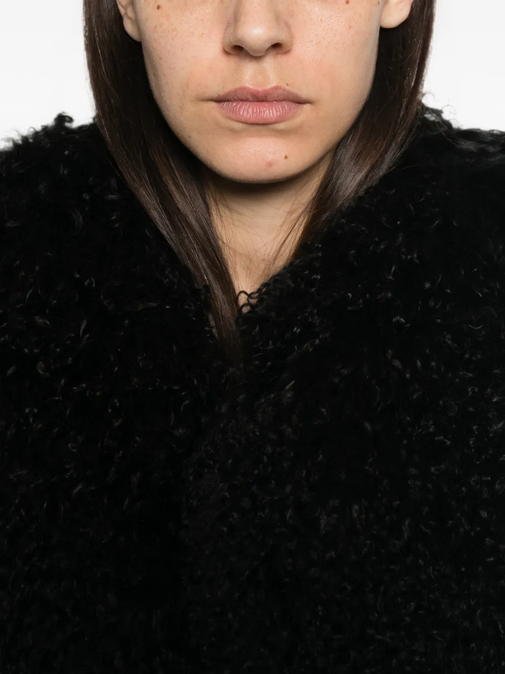 The Attico shearling textured jacket Zwart