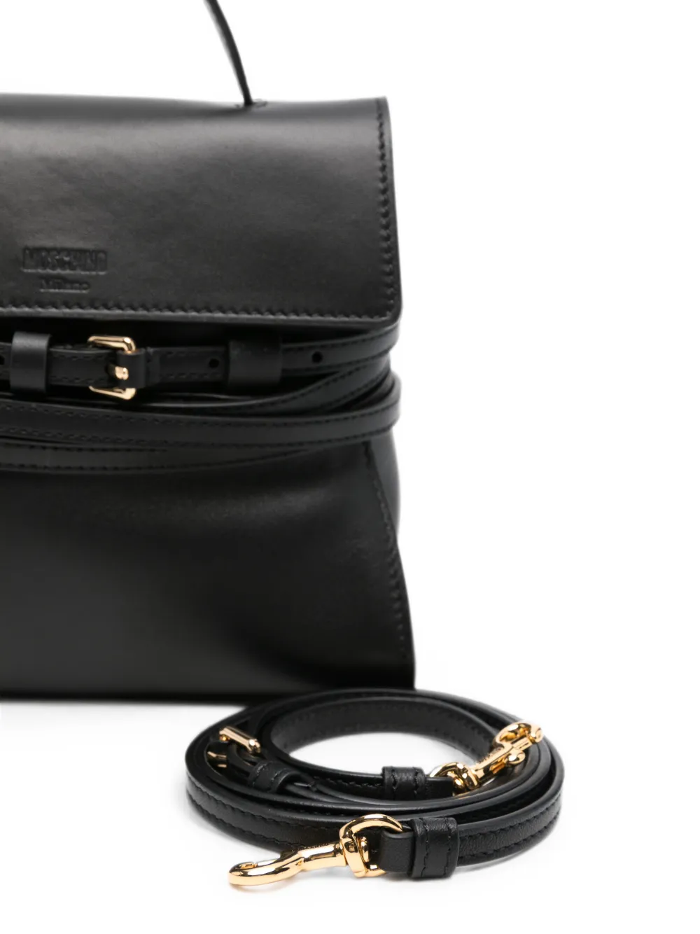 Moschino Leren shopper Zwart