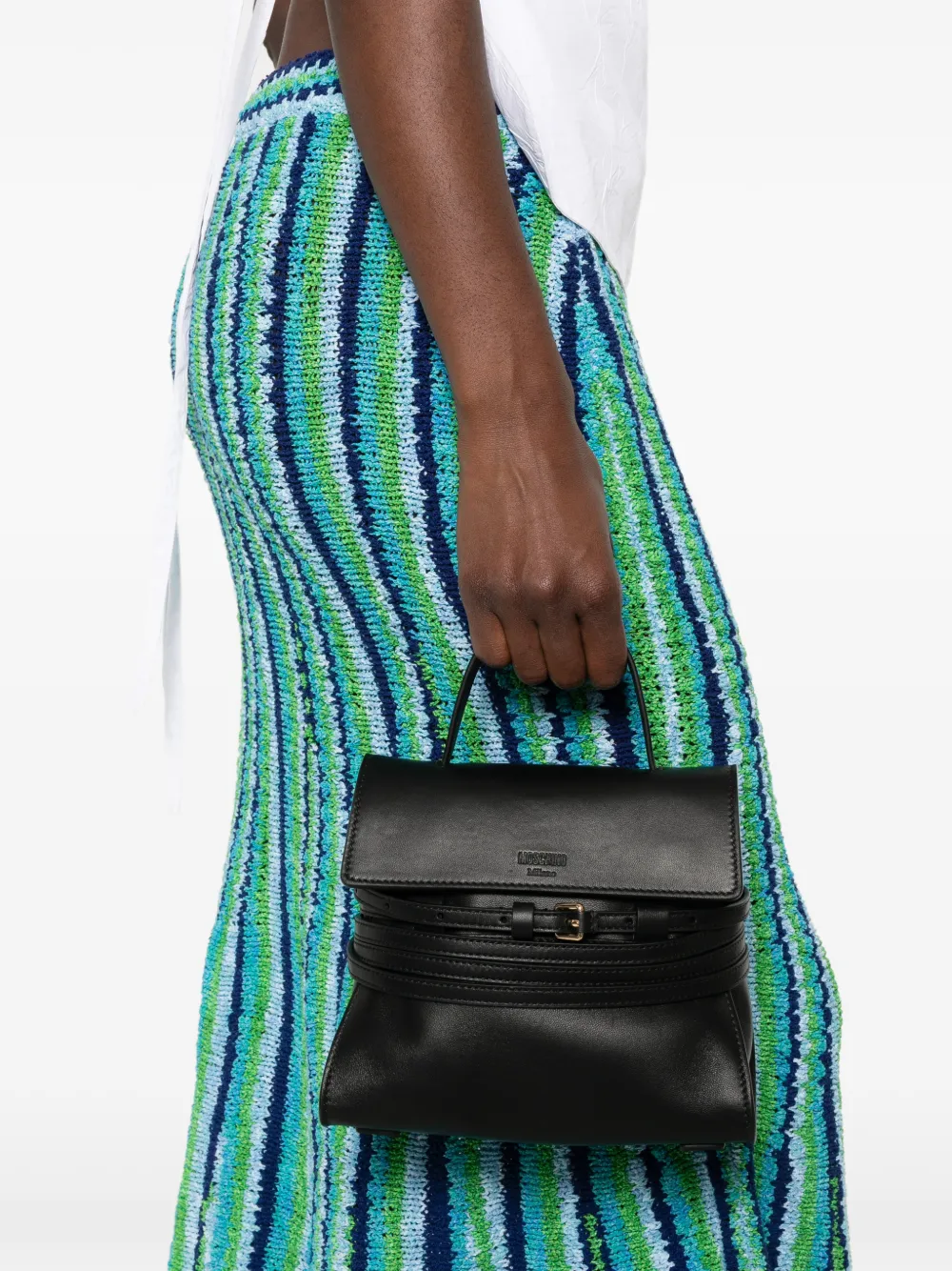 Moschino Leren shopper Zwart
