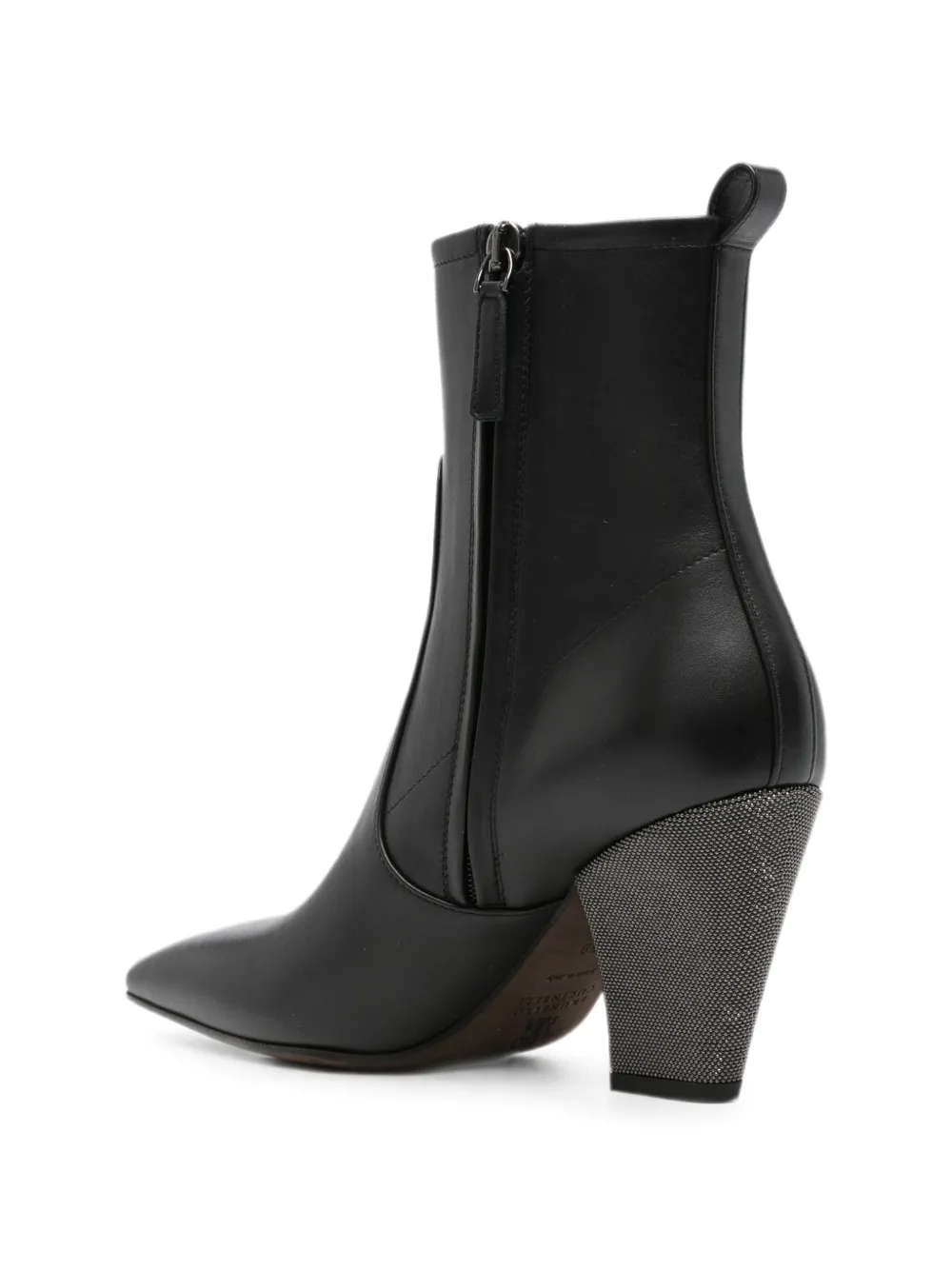 Brunello Cucinelli Monili-embellished pointed-toe boots Zwart
