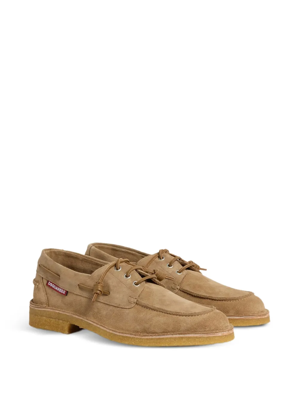 DSQUARED2 suede knot-closure boat shoes Beige