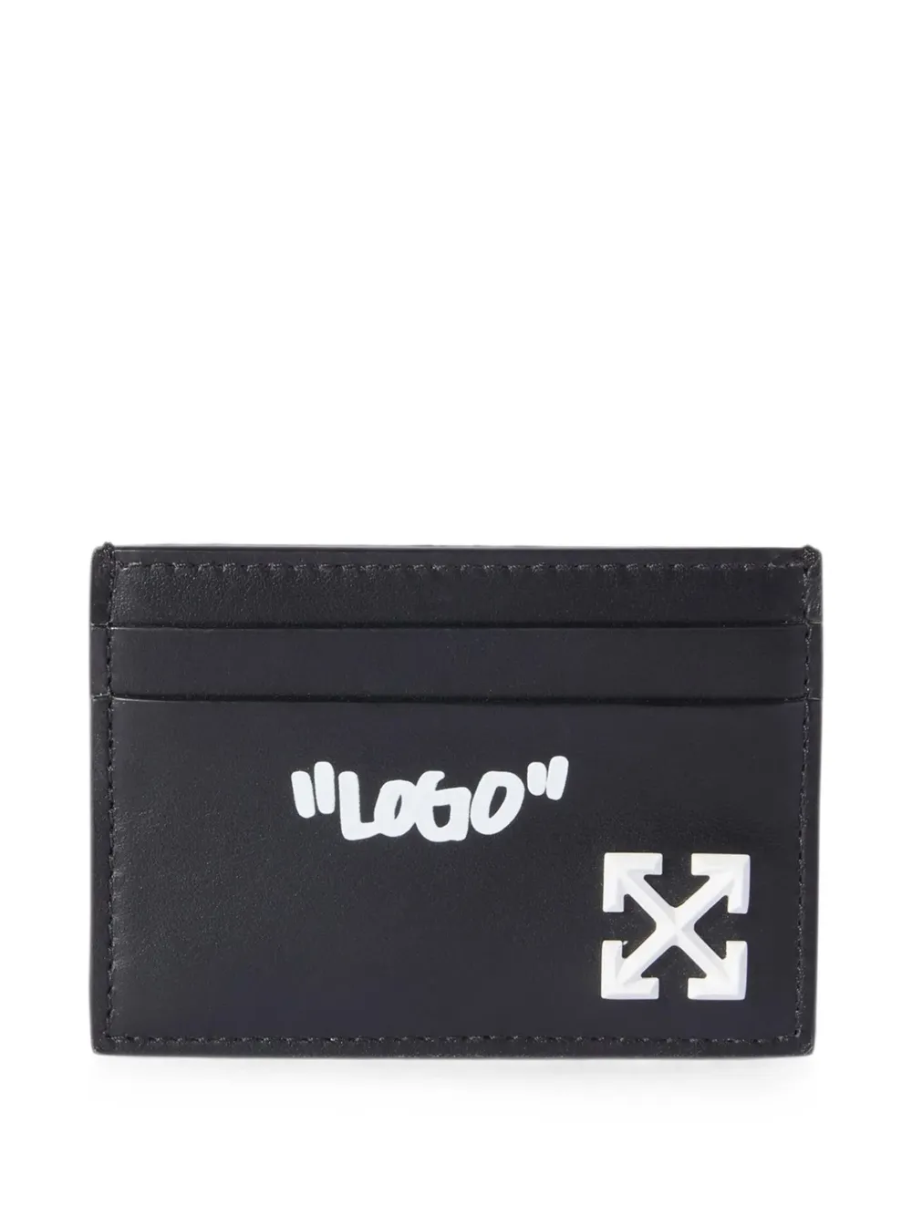 Off-white Jitney Leather Card Holder In Black