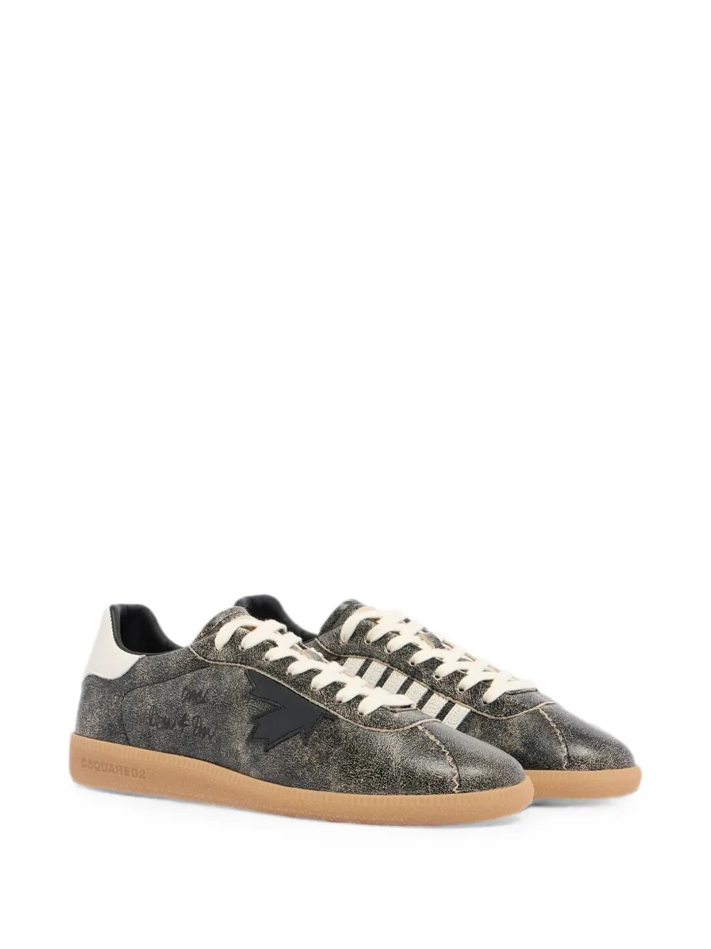 DSQUARED2 Rebels cracked-effect sneakers Zwart