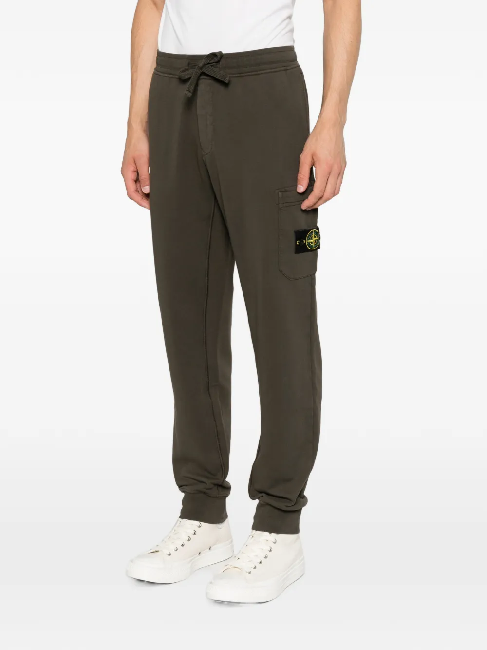 Stone Island 6200010 organic cotton fleece sweat trousers Groen