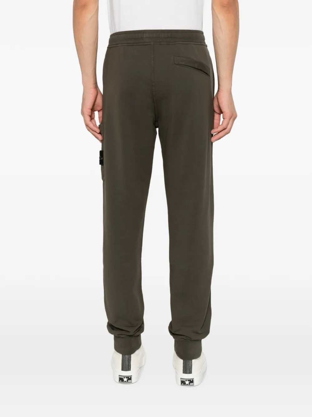 Stone Island 6200010 organic cotton fleece sweat trousers Groen