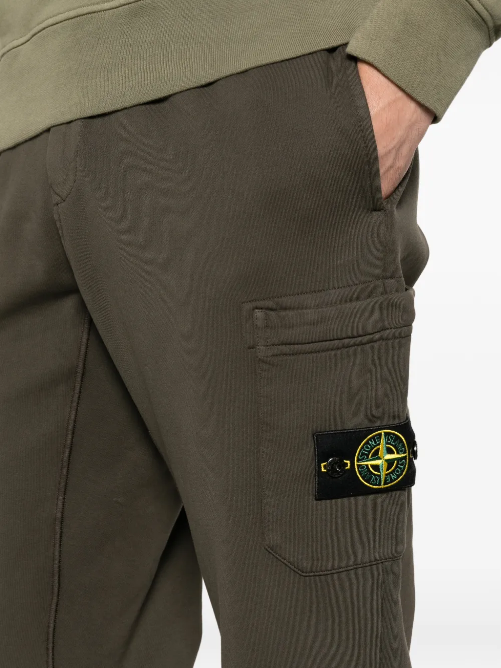 Stone Island 6200010 organic cotton fleece sweat trousers Groen