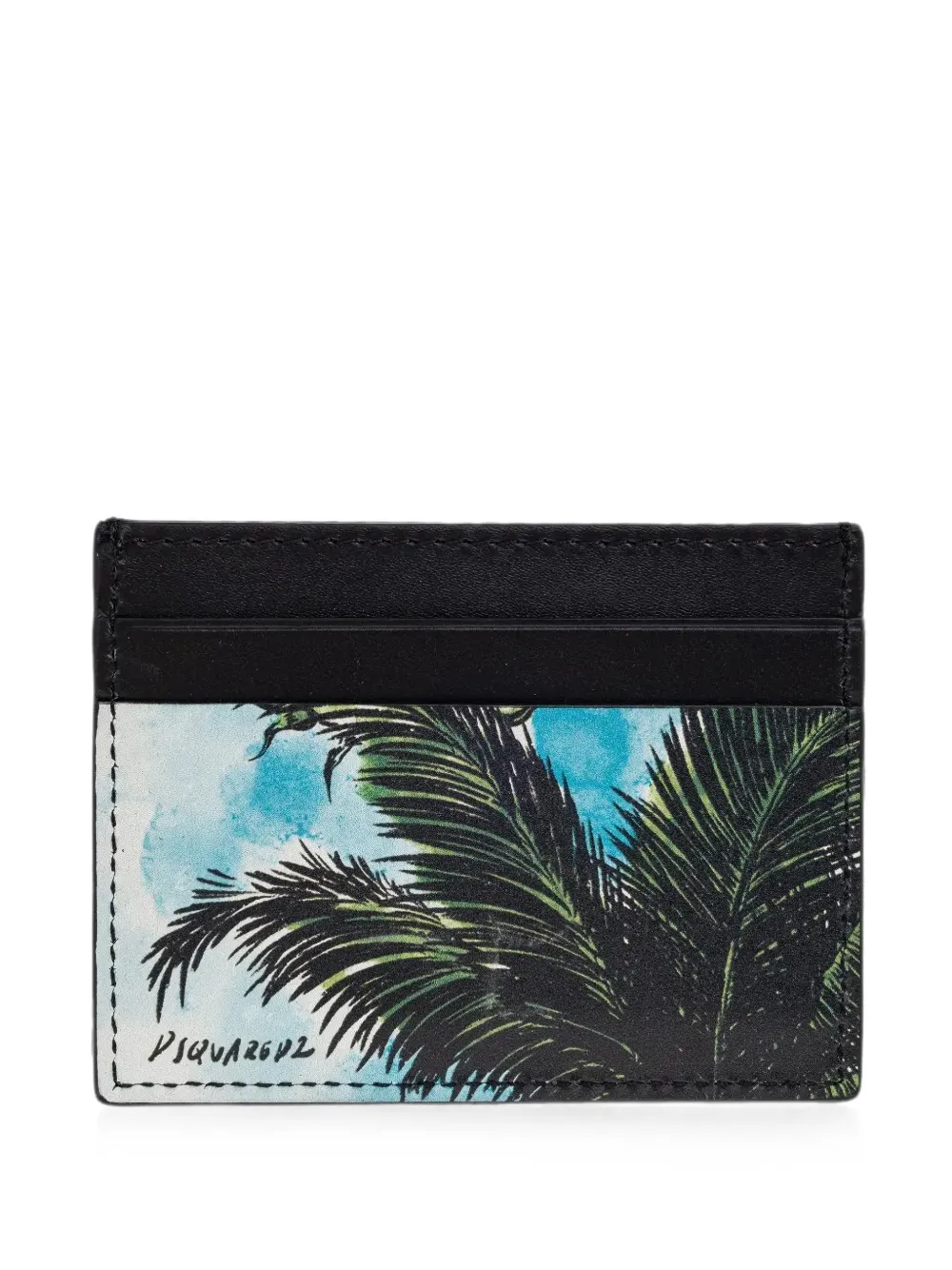 Dsquared2 Palm-tree-print Card Holder In Black