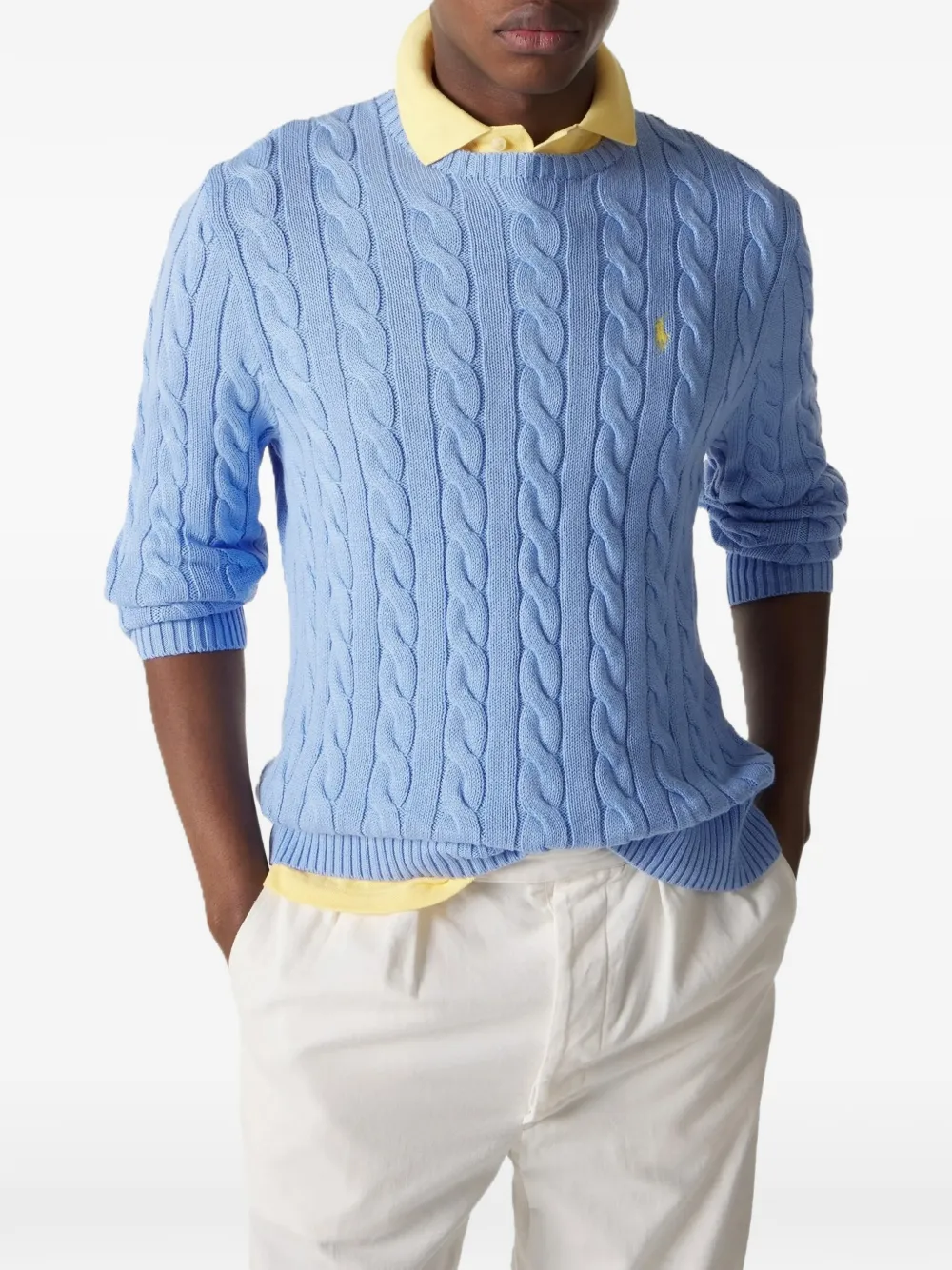 Polo Ralph Lauren Kabelgebreide trui met geborduurd logo Blauw