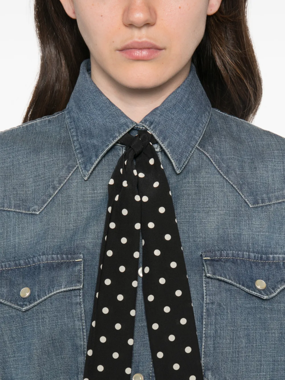 Valentino Garavani Denim midi-jurk met strik Blauw
