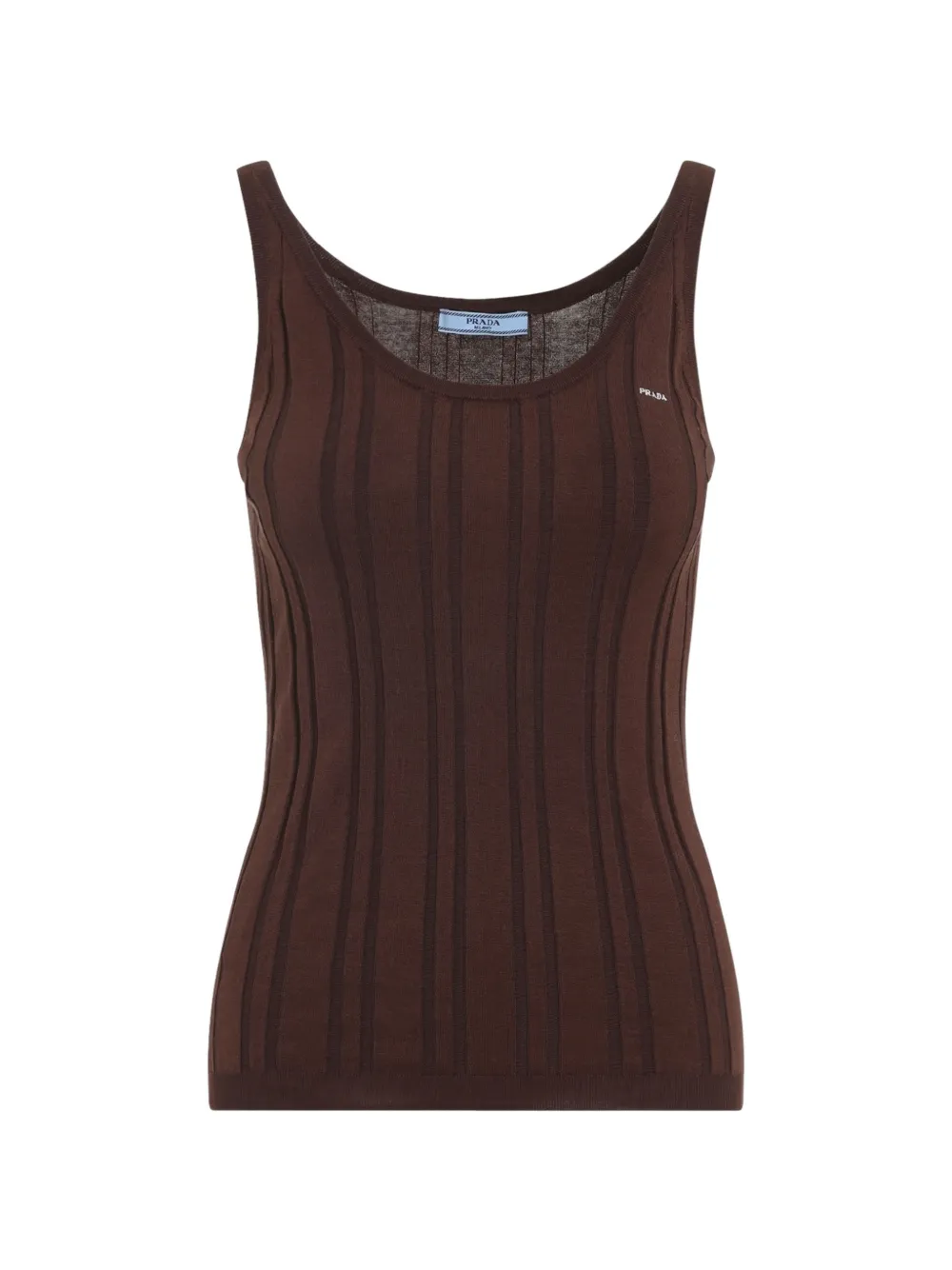 Prada ribbed-knit logo top - Marrone