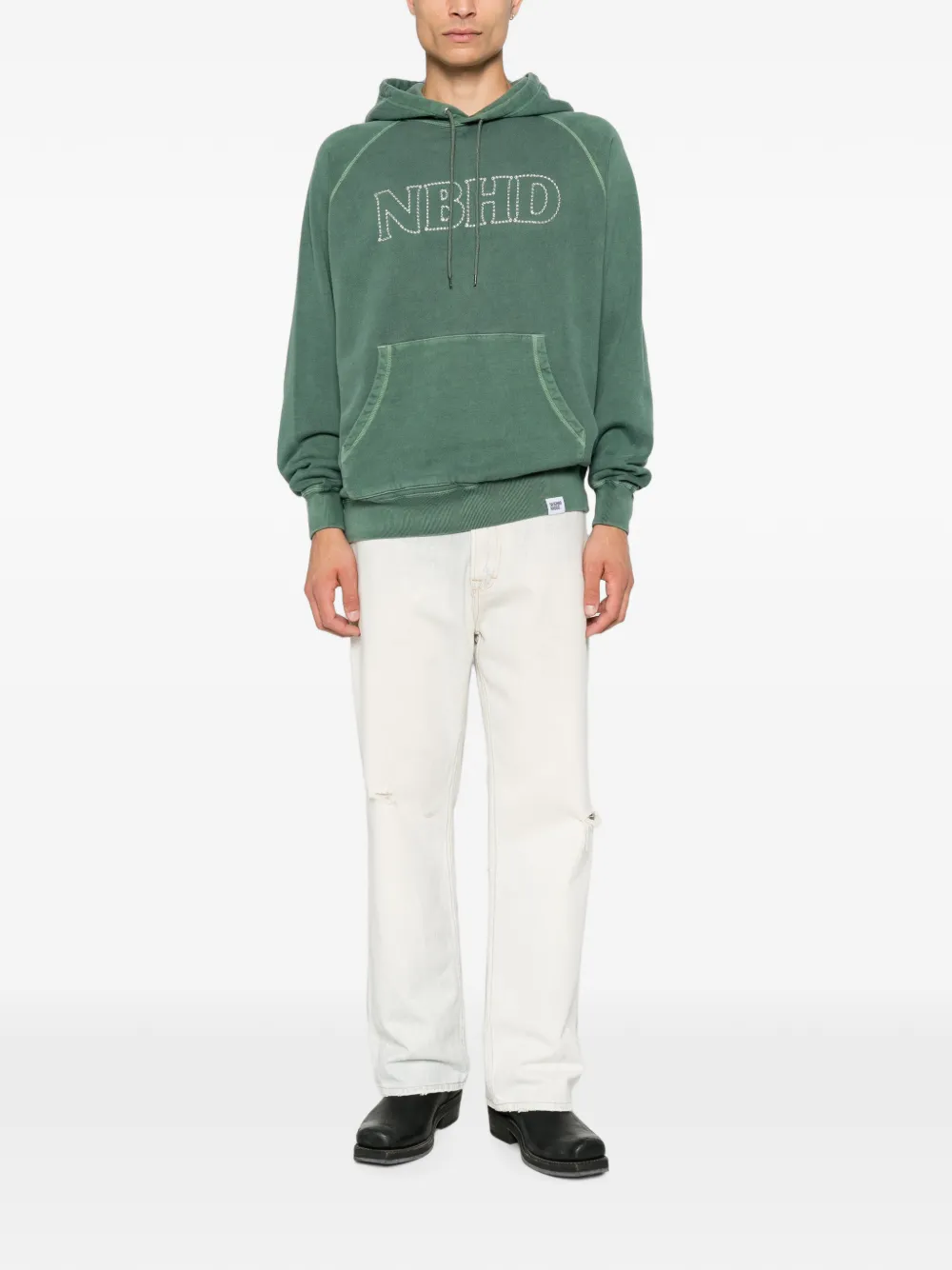 Neighborhood Hoodie met geborduurd logo Groen