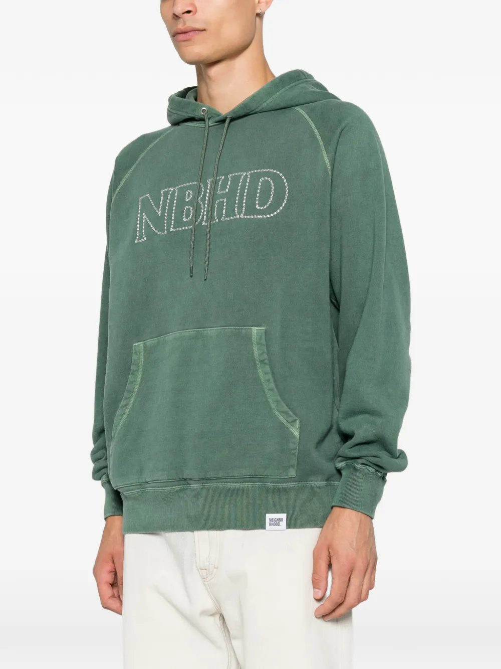 Neighborhood Hoodie met geborduurd logo Groen