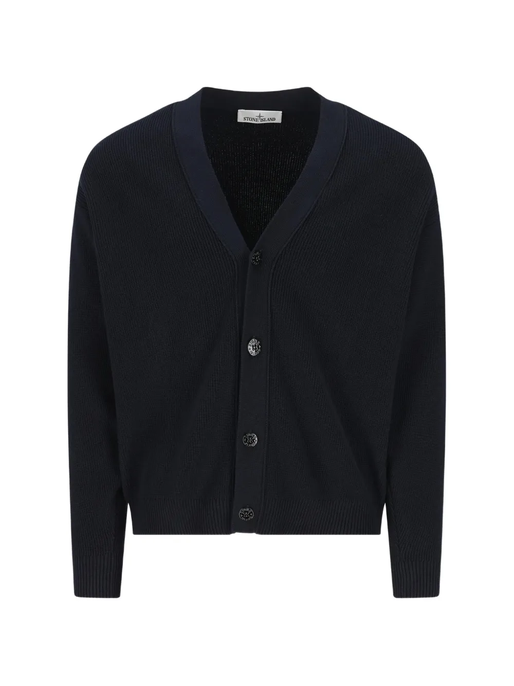Stone Island Cardigan a coste con scollo a V - Blu