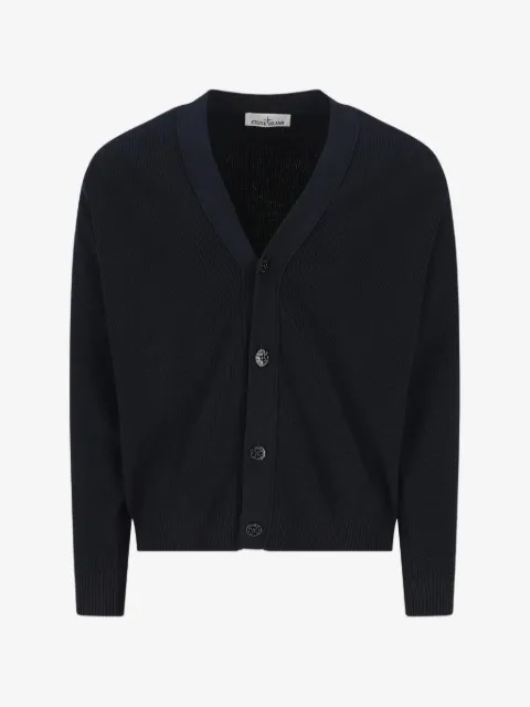 Stone Island ribbed-knit V-neck cardigan
