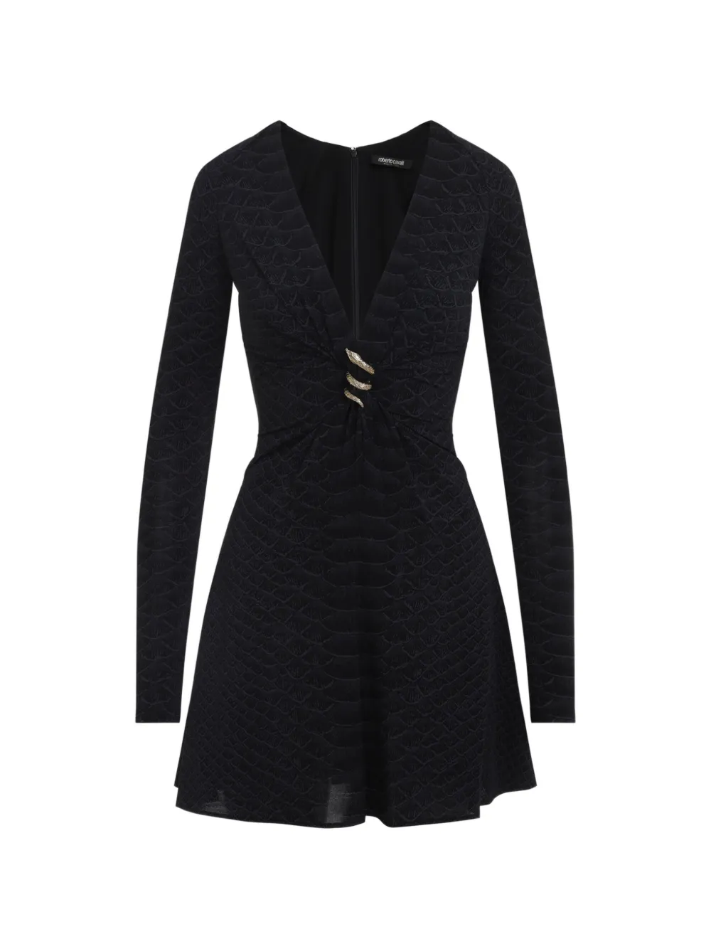 Roberto Cavalli embellished snakeskin-effect dress - Black