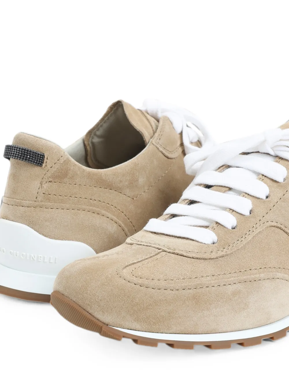 Brunello Cucinelli calf suede panelled sneakers Beige