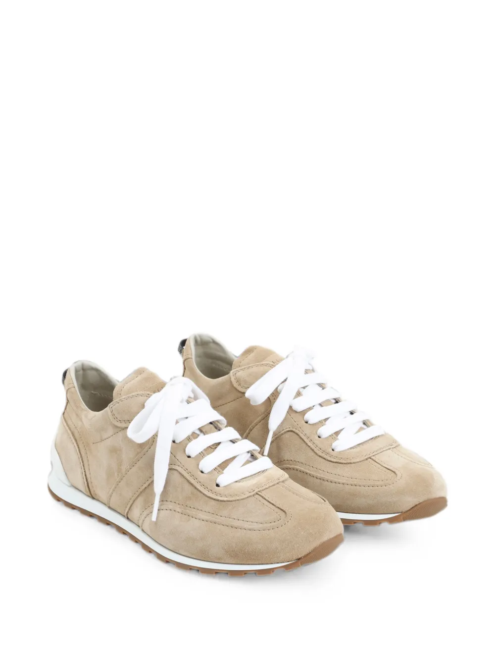 Brunello Cucinelli calf suede panelled sneakers Beige