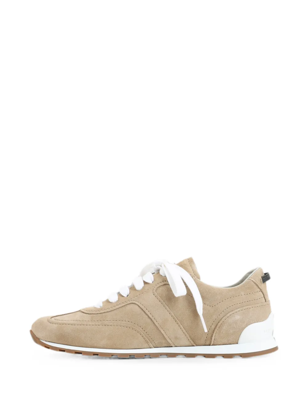 Brunello Cucinelli calf suede panelled sneakers Beige